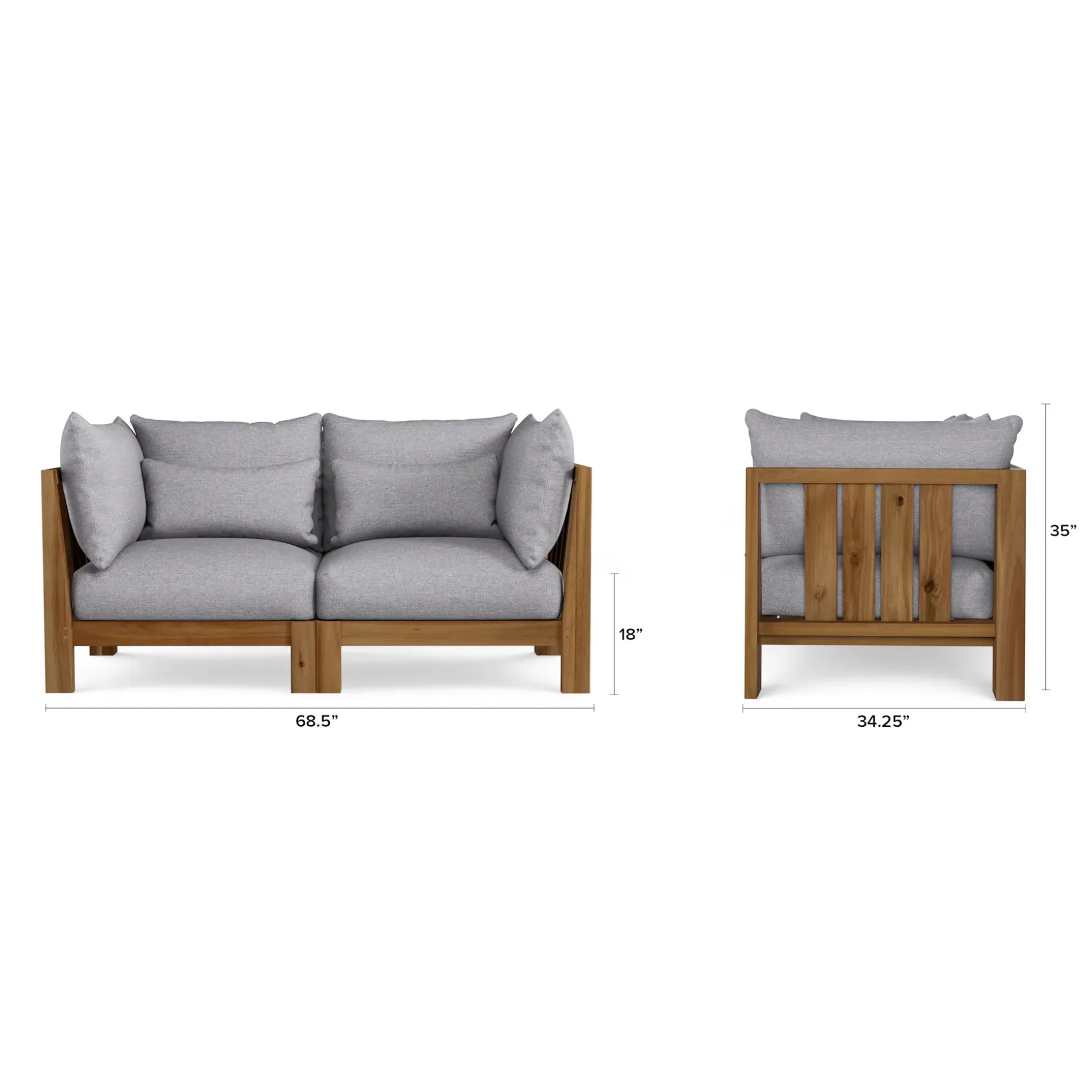 Cove 68.5" Outdoor Modular Loveseat - Basket Gray