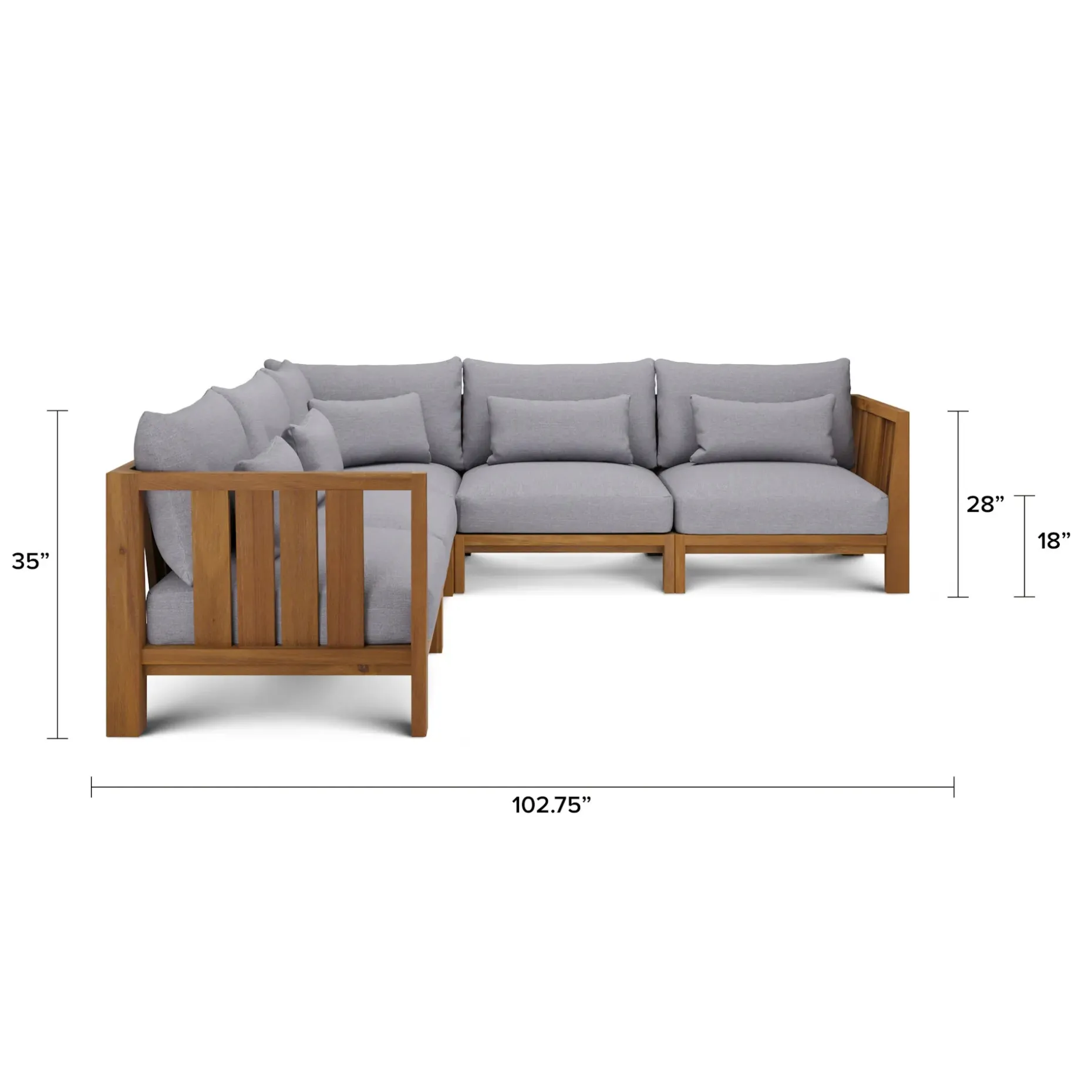 Cove 102.75" Outdoor Modular Sectional - Basket Gray
