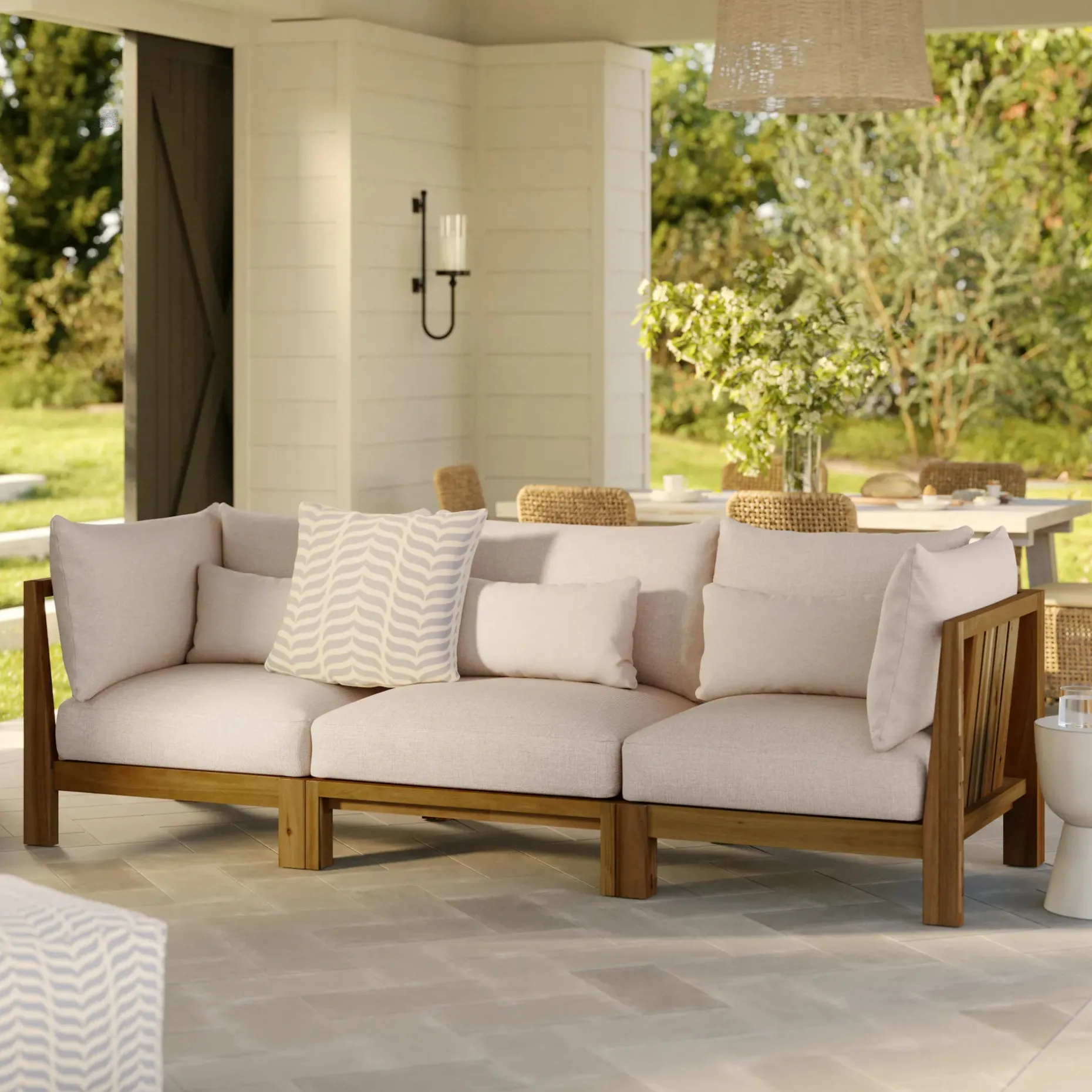 Cove 102.75" Outdoor Modular Sofa - Basket Beige