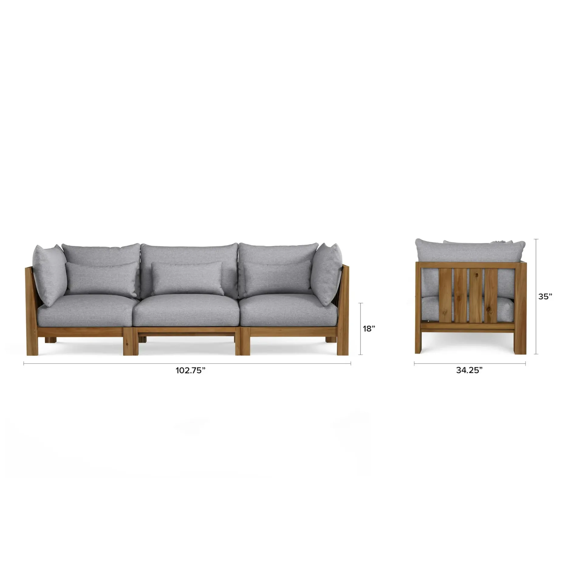Cove 102.75" Outdoor Modular Sofa - Basket Gray