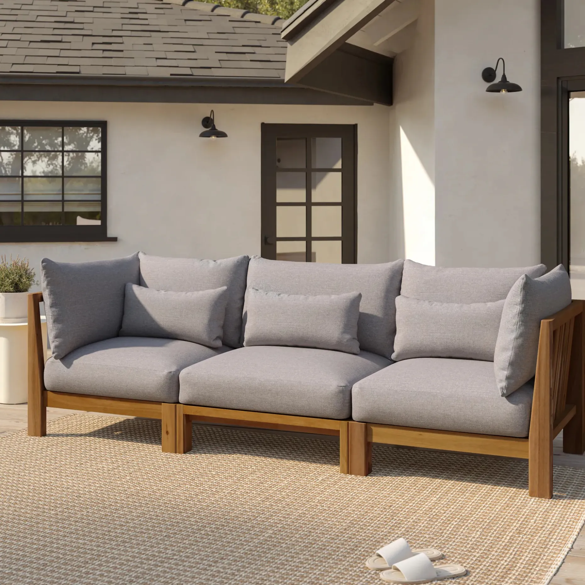 Cove 102.75" Outdoor Modular Sofa - Basket Gray