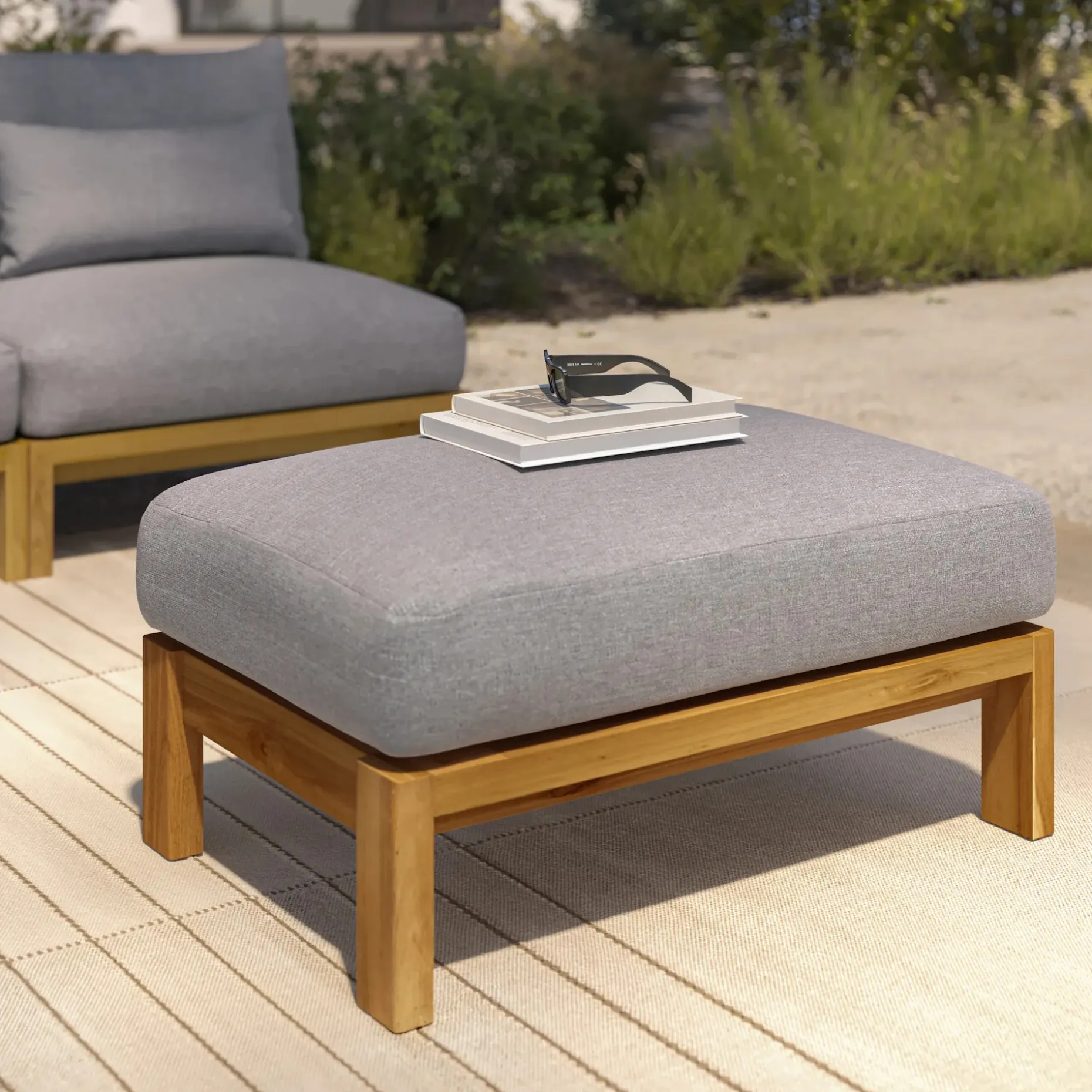 Cove 34.25" Outdoor Ottoman - Basket Gray