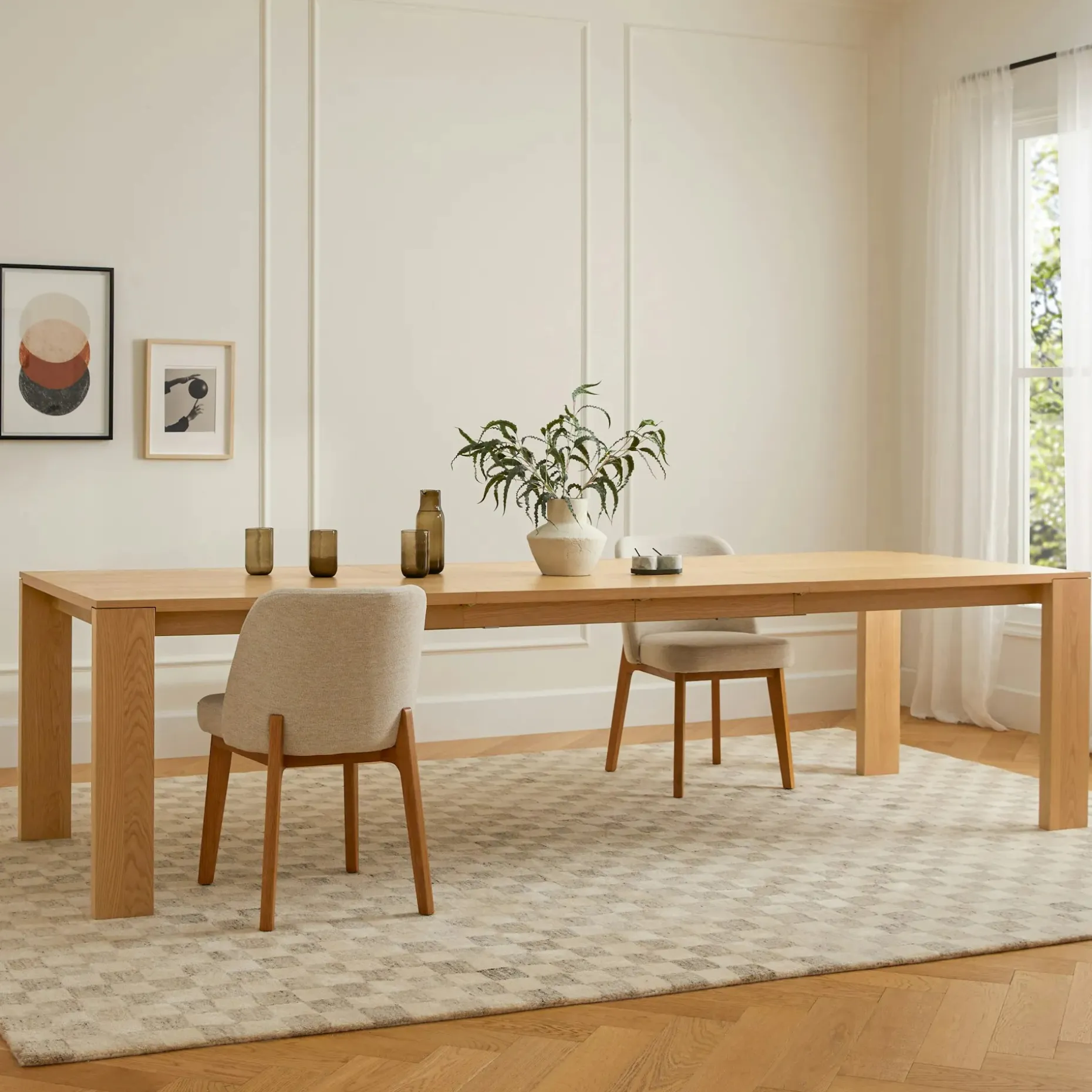 Dako 76.75" - 116" Extendable Dining Table - Natural Oak