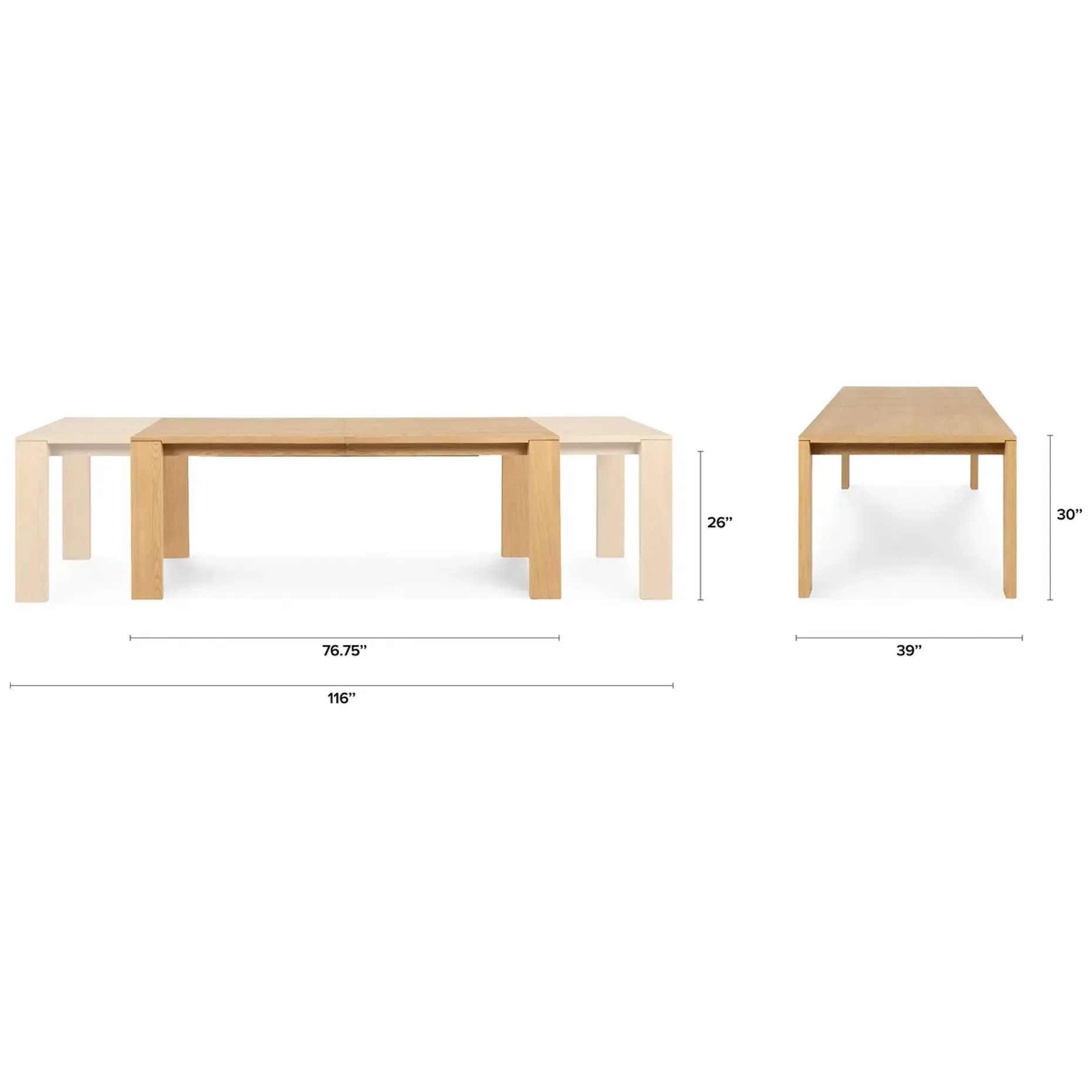 Dako 76.75" - 116" Extendable Dining Table - Natural Oak