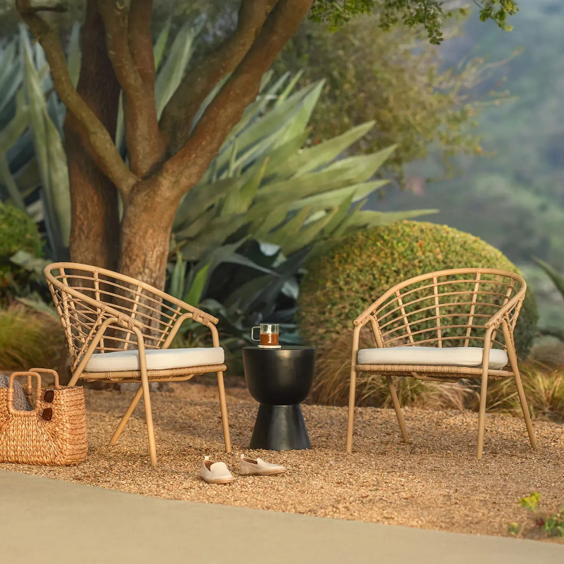 Dalarna 25" Outdoor Lounge Chair Set - Dravite Ivory
