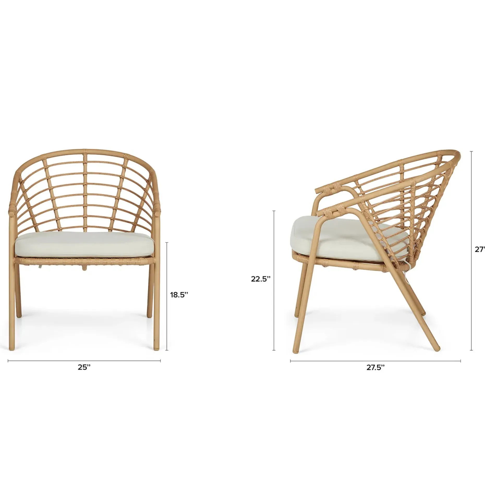 Dalarna 25" Outdoor Lounge Chair Set - Dravite Ivory