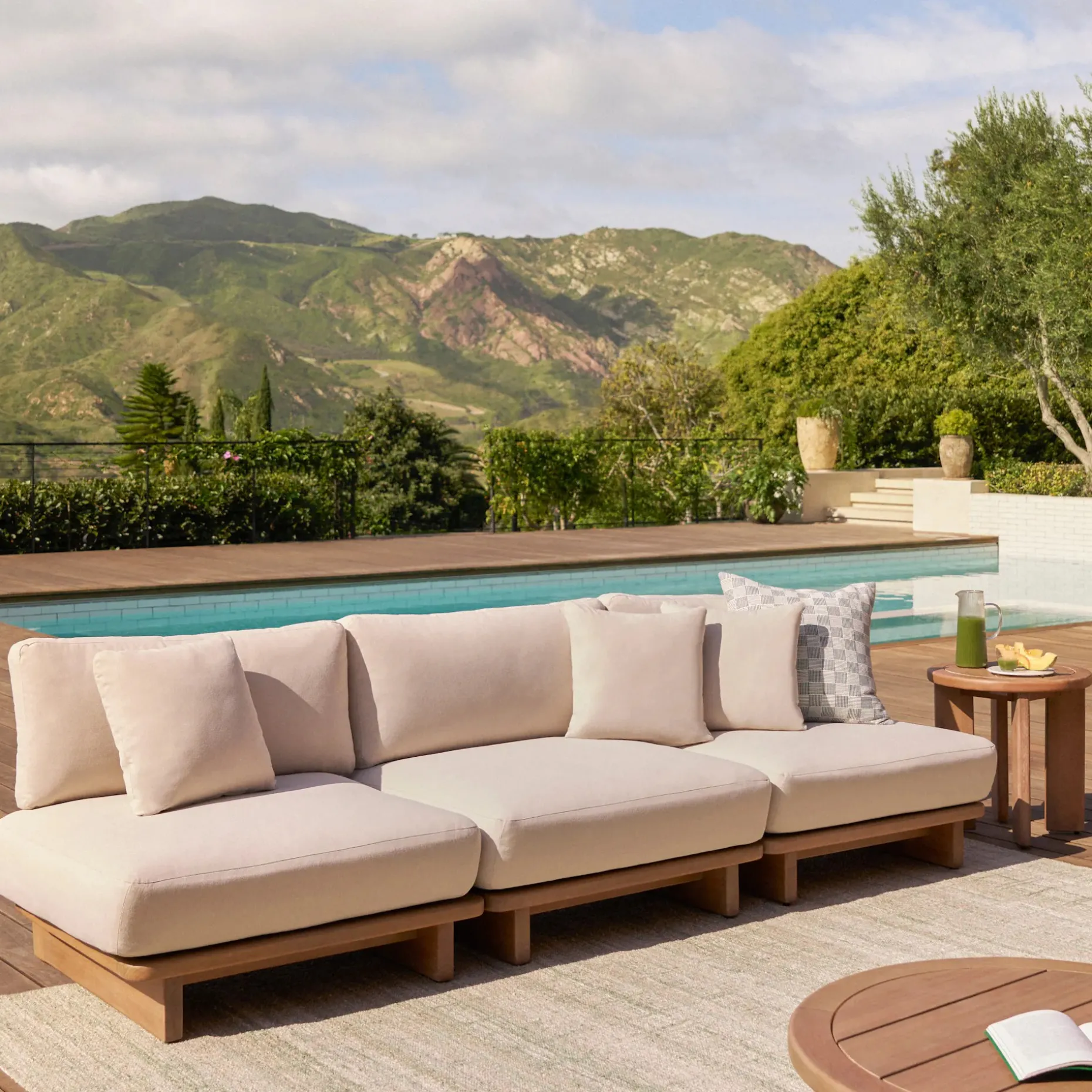 Daphne 102" Outdoor Armless Modular Sofa - Dravite Ivory