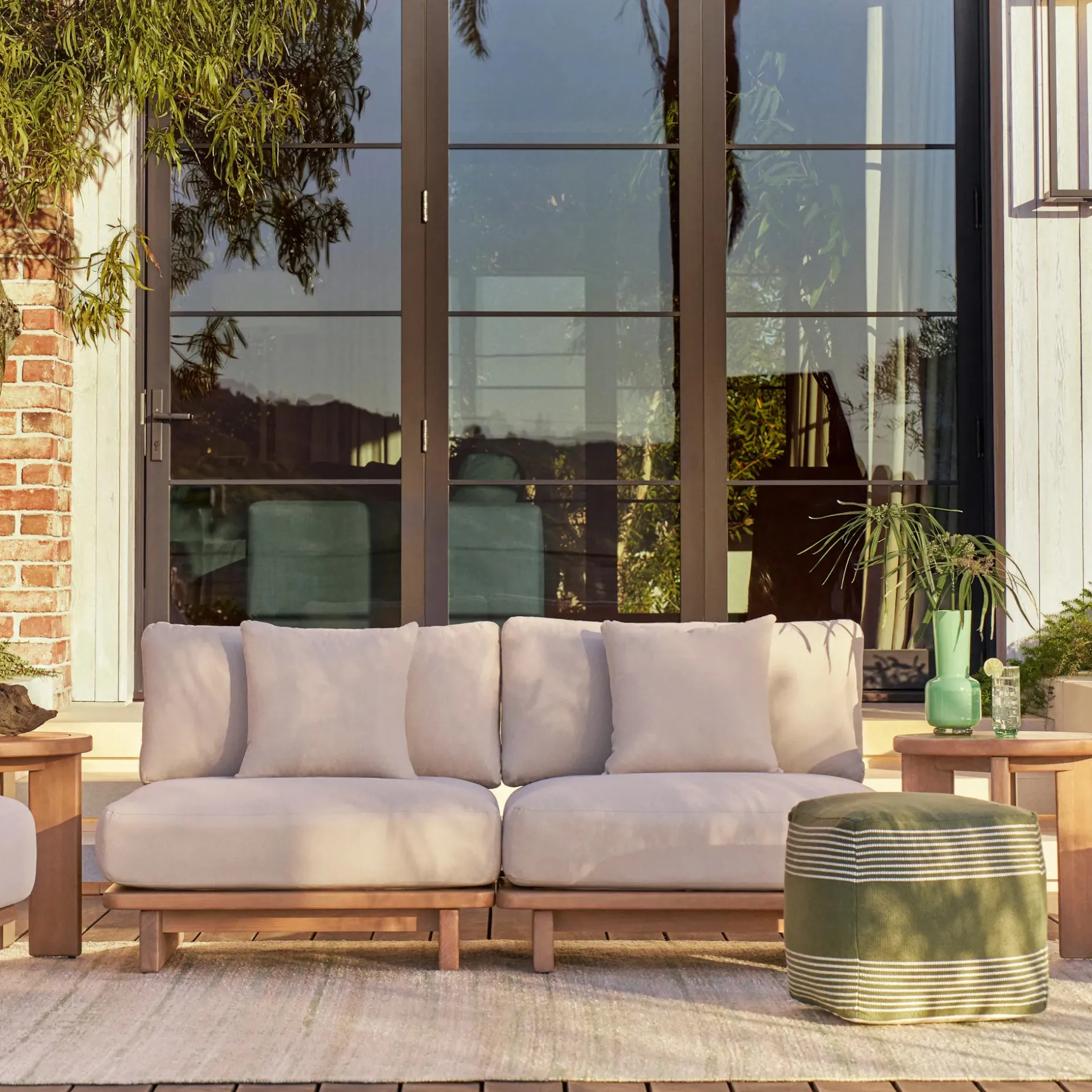Daphne 68" Outdoor Armless Modular Loveseat - Dravite Ivory