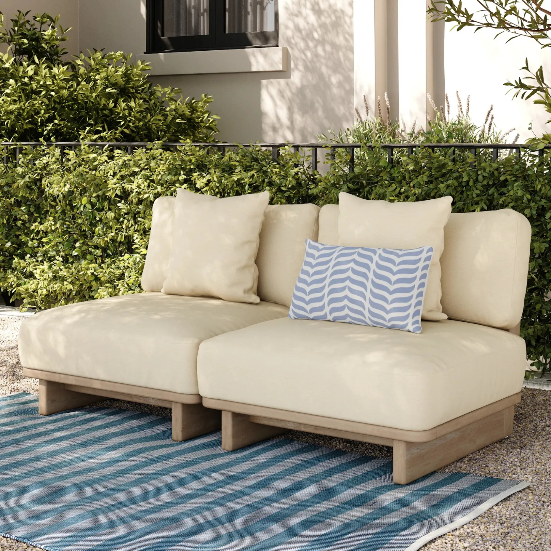 Daphne 68" Outdoor Armless Modular Loveseat - Dravite Ivory