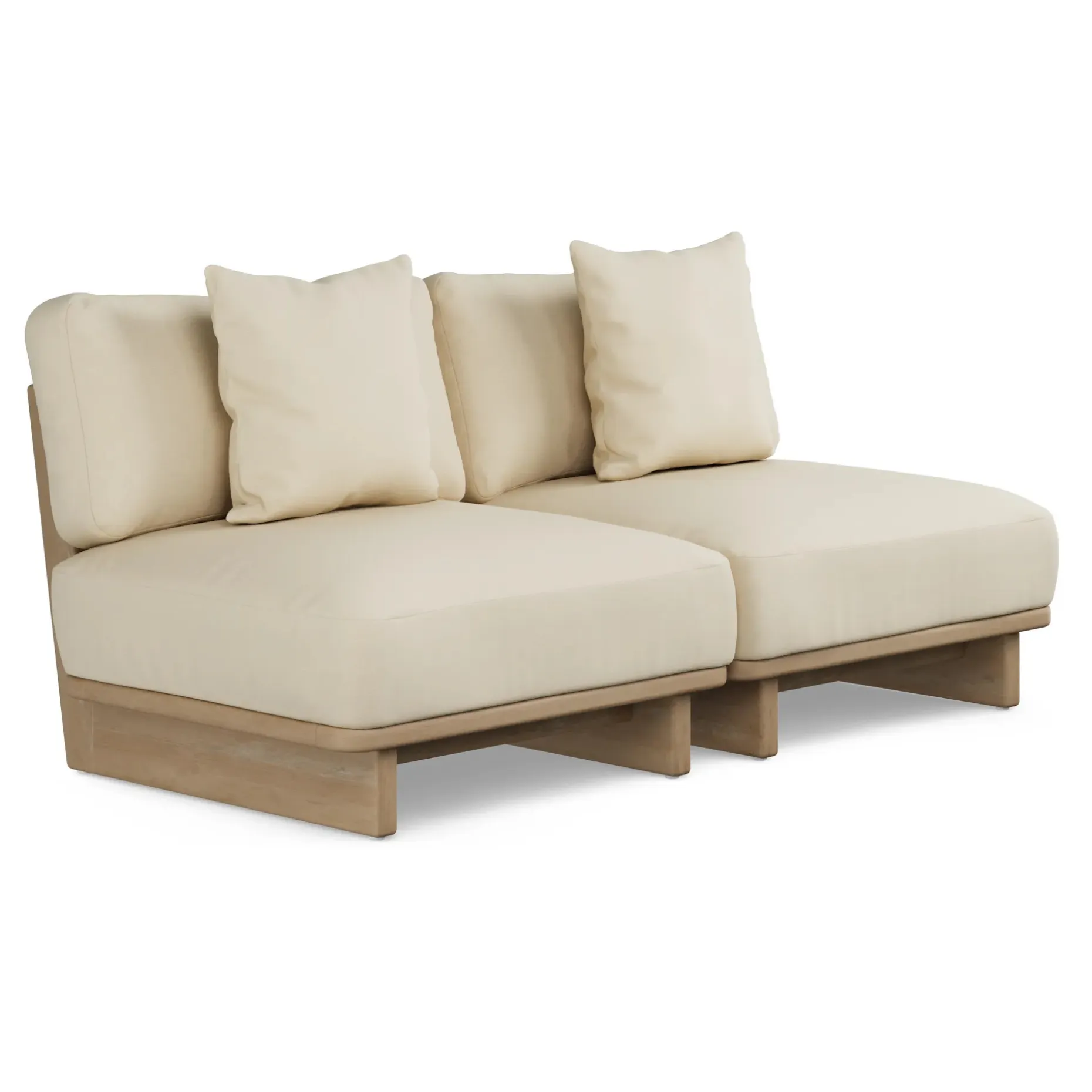 Daphne 68" Outdoor Armless Modular Loveseat - Dravite Ivory