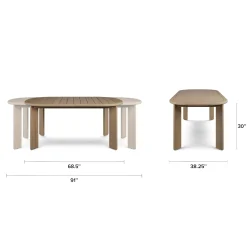 Daphne 68.5" - 91" Outdoor Extendable Dining Table - Cloud Eucalyptus