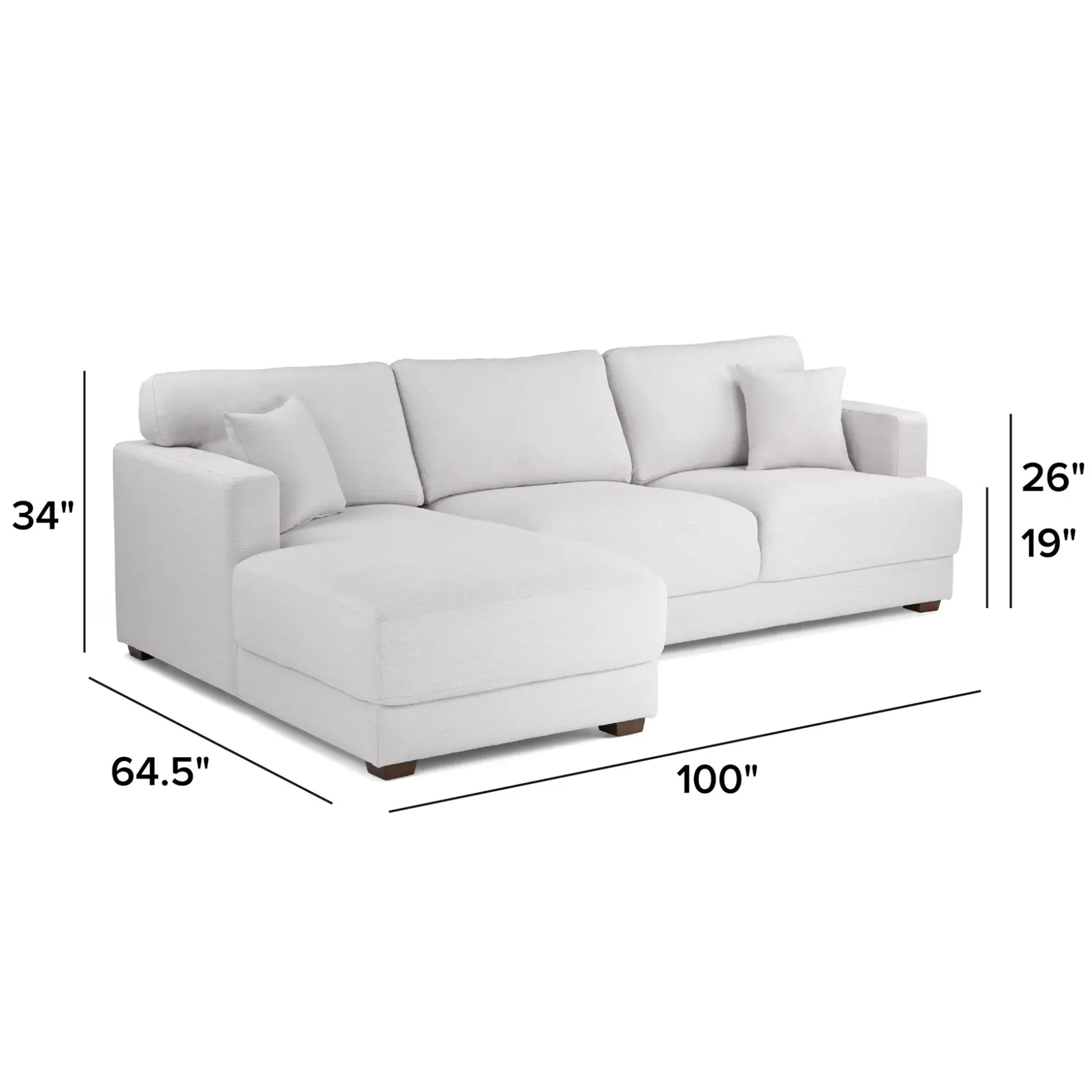 Dawn 100" Left Sectional - Silver Ivory
