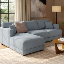 Dawn 100" Left Sectional - Silver Light Blue