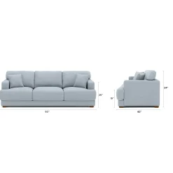 Dawn 93" Sofa - Silver Light Blue