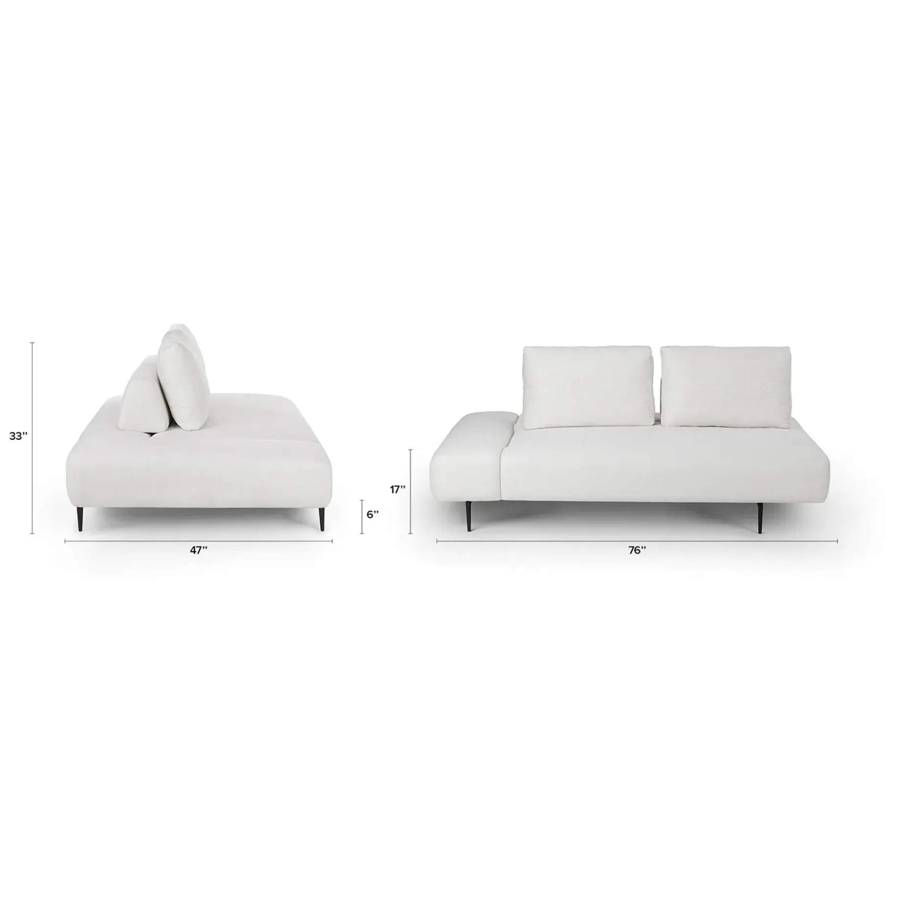Divan 76" Left Chaise Lounge - Quartz White
