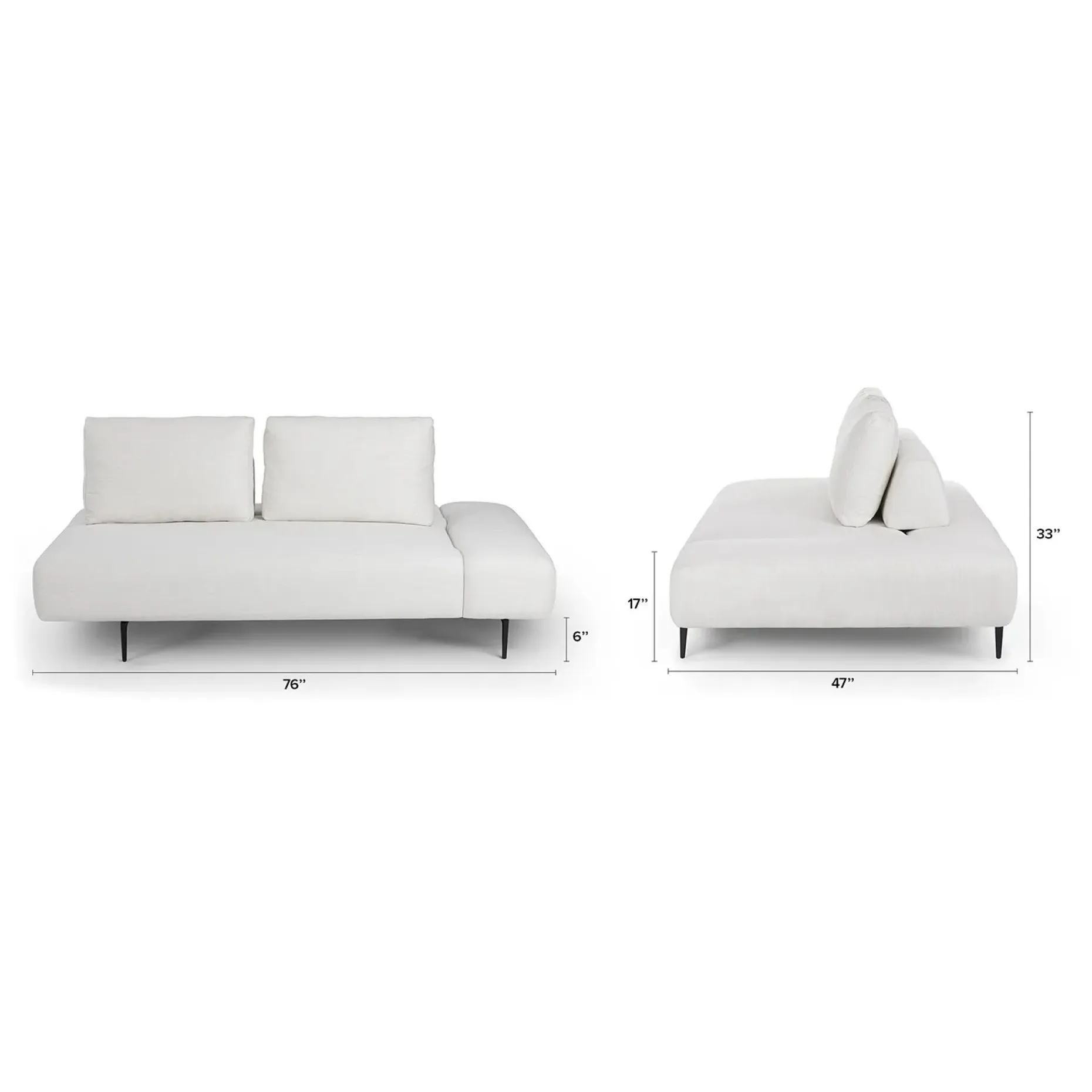 Divan 76" Right Chaise Lounge - Quartz White