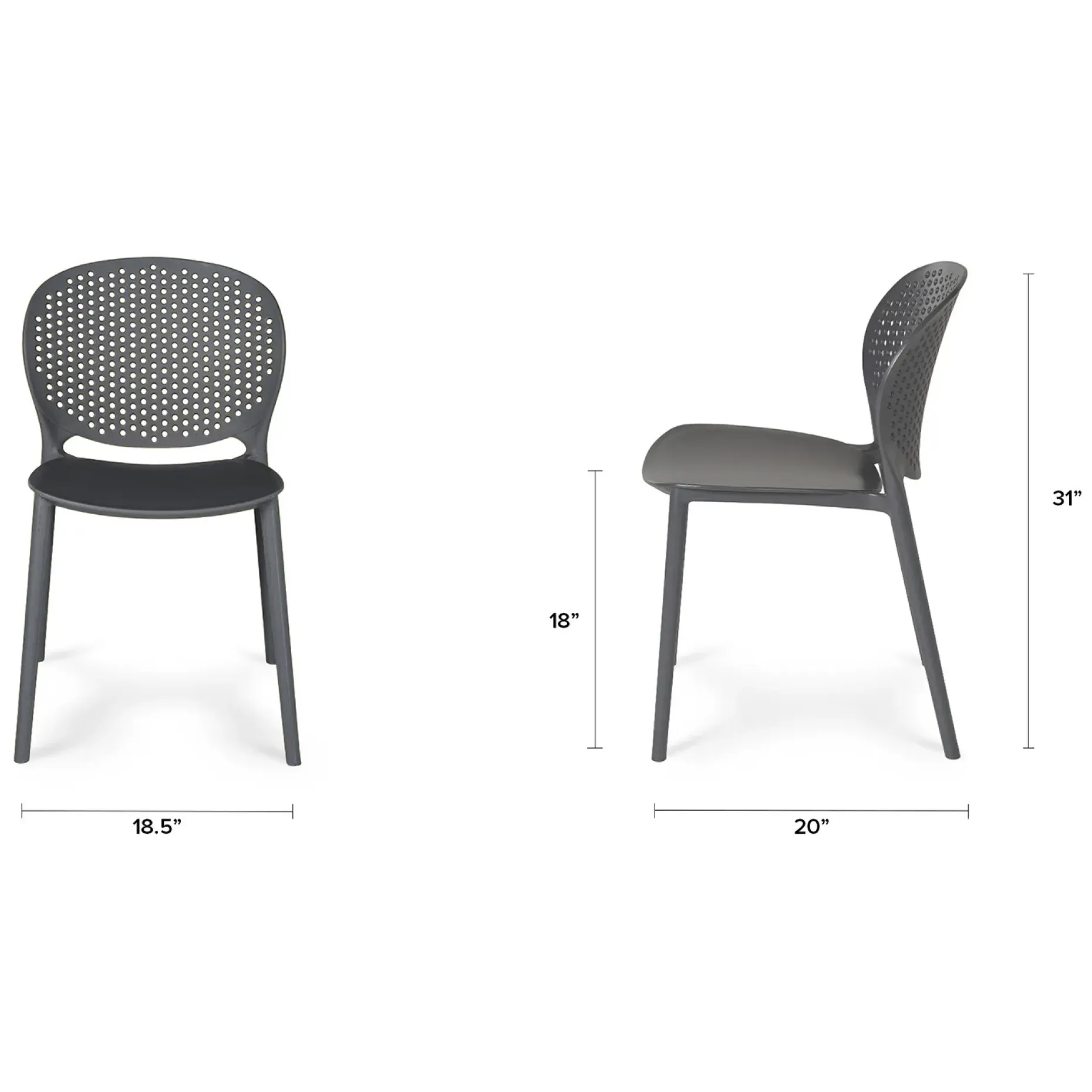 Dot Outdoor Stackable Dining Chair - Graphite