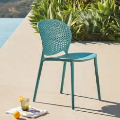 Dot Outdoor Stackable Dining Chair - Surf Blue