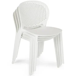 Dot Outdoor Stackable Dining Chair - White