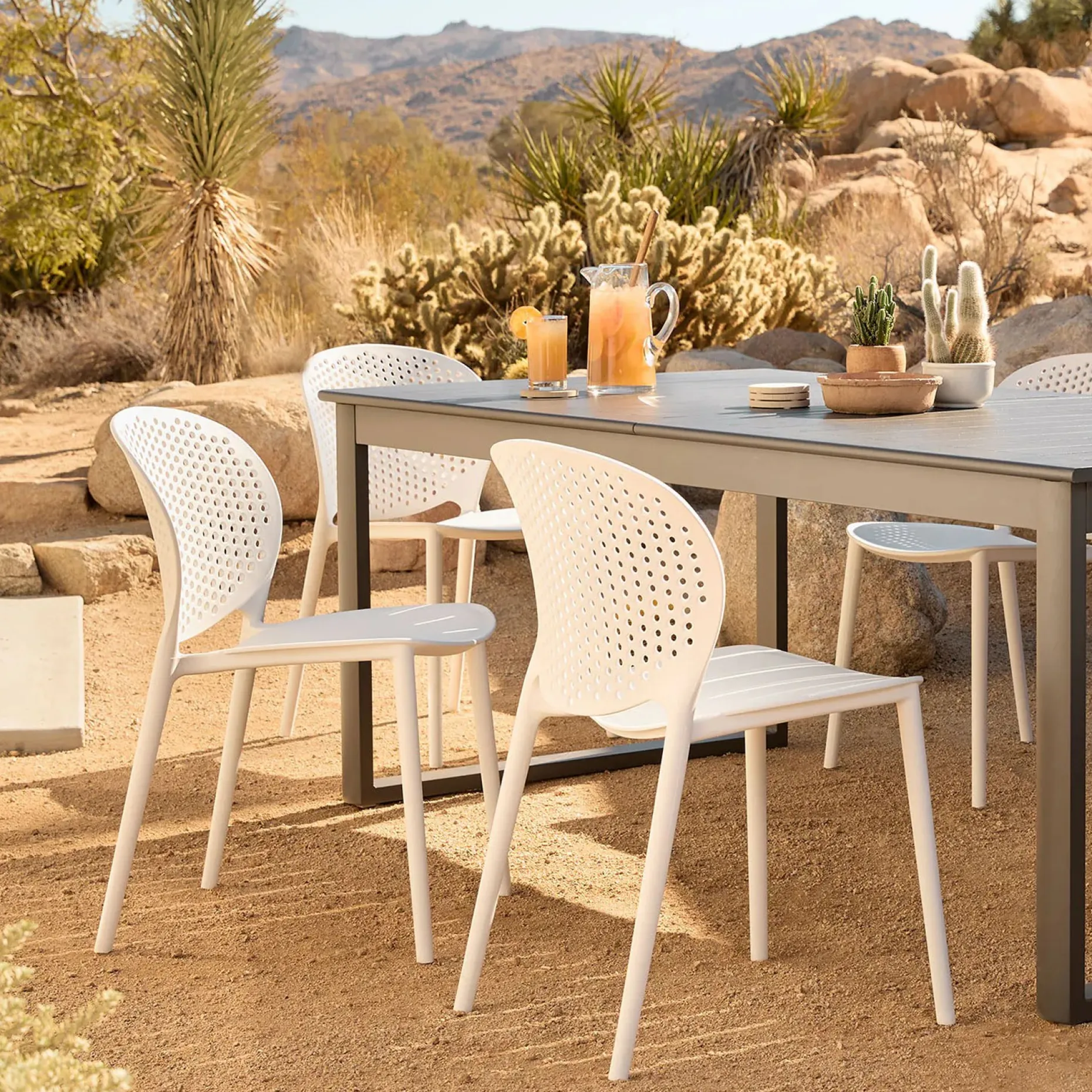 Dot Outdoor Stackable Dining Chair - White