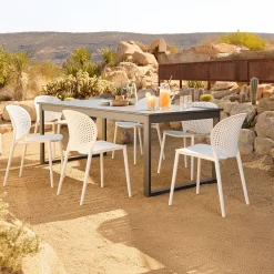 Dot Outdoor Stackable Dining Chair - White