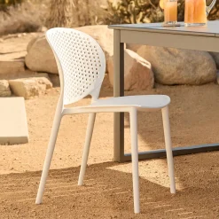 Dot Outdoor Stackable Dining Chair - White