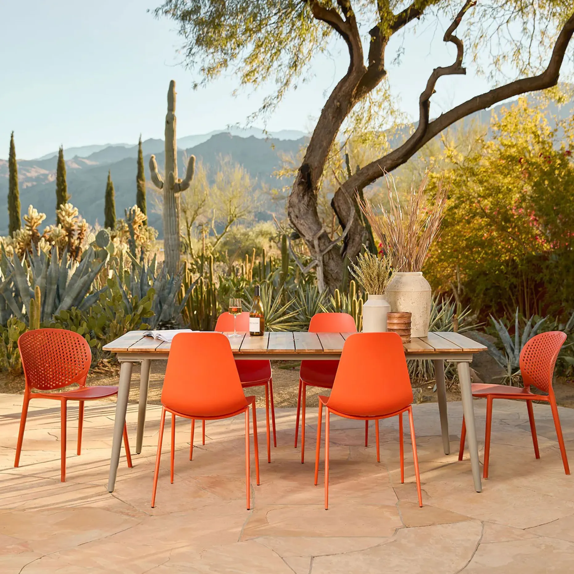Dot Outdoor Stackable Dining Chair - Tanga Orange