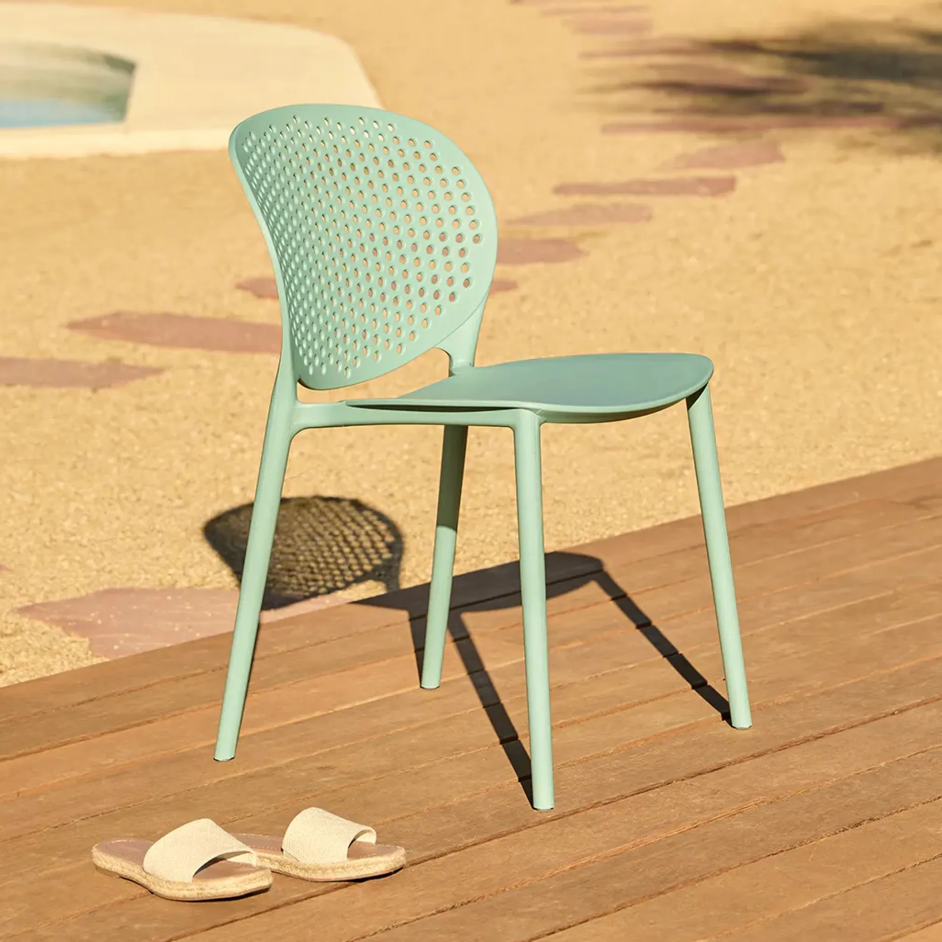 Dot Outdoor Stackable Dining Chair - Malibu Aqua