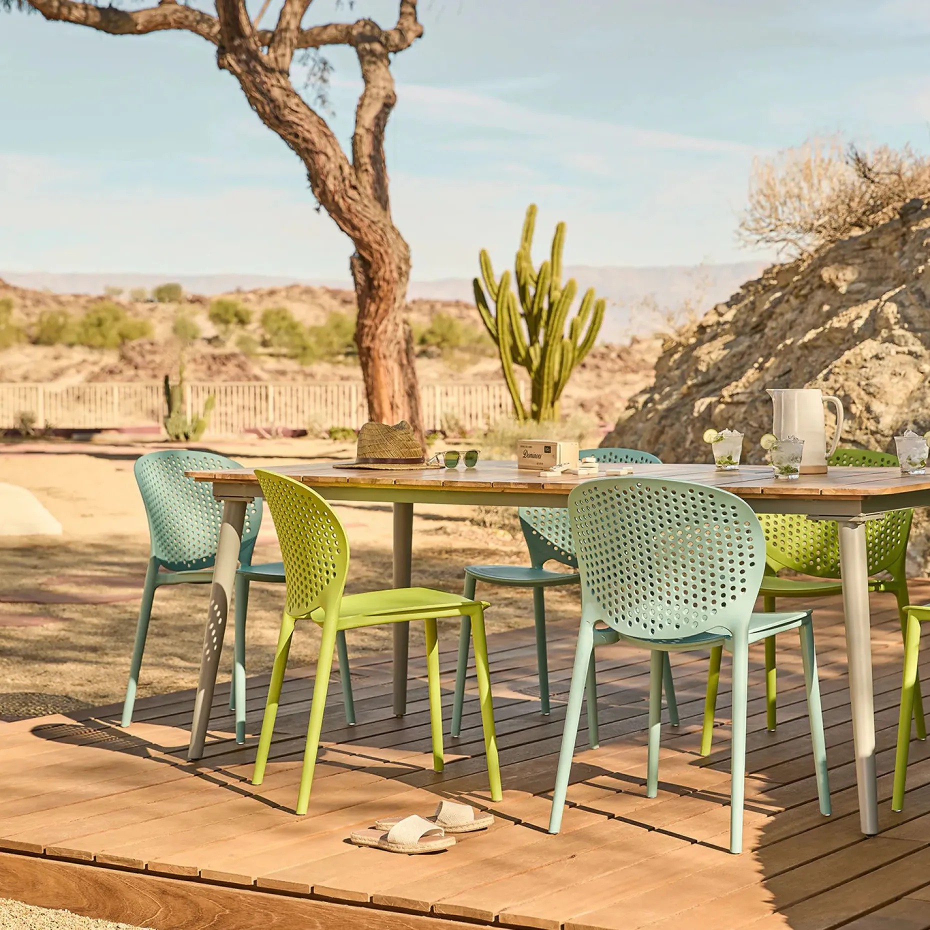 Dot Outdoor Stackable Dining Chair - Malibu Aqua