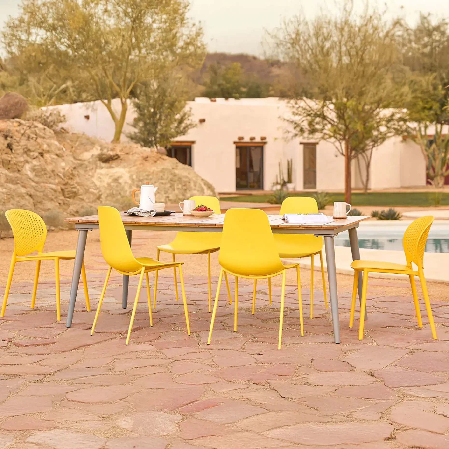 Dot Outdoor Stackable Dining Chair - Sun Yellow