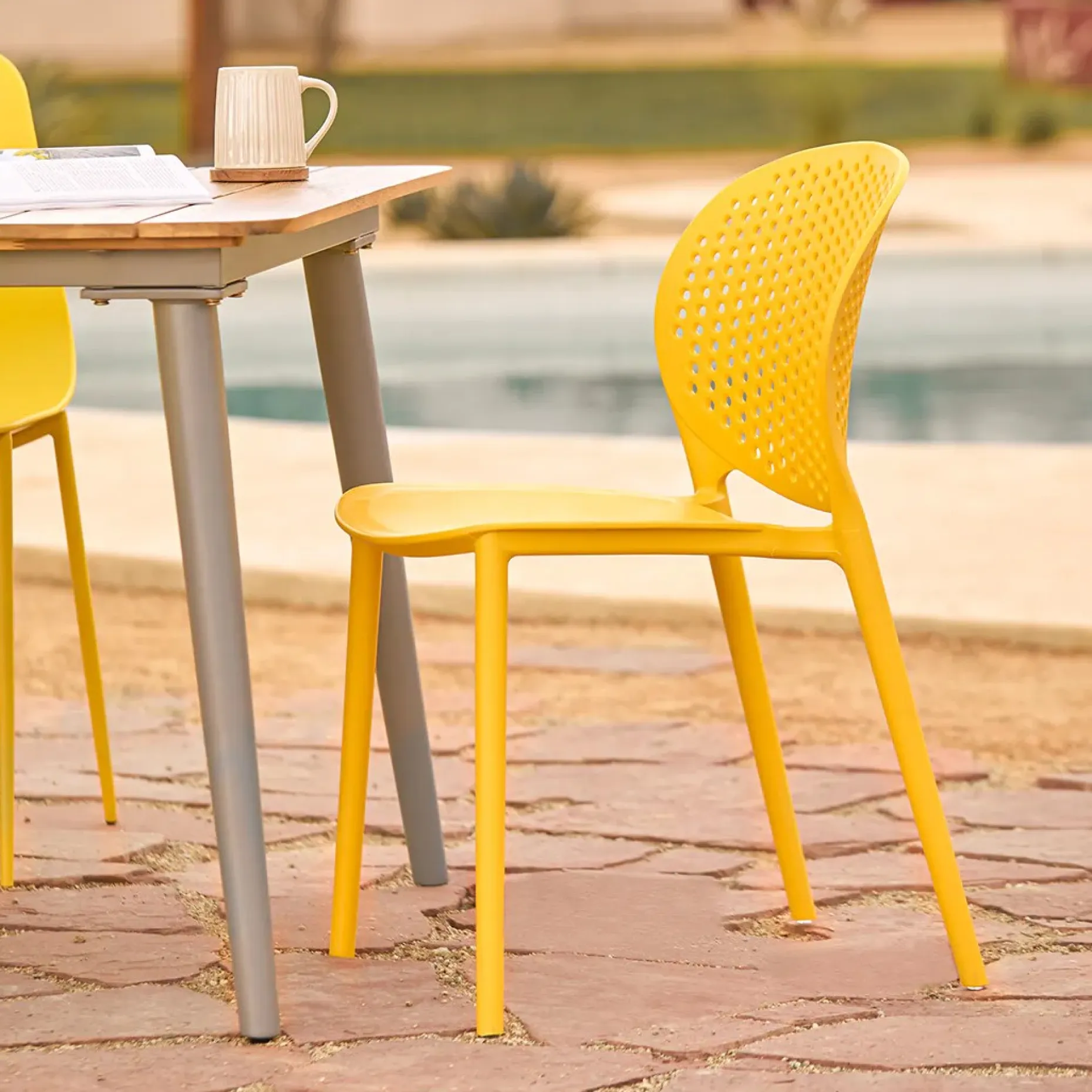 Dot Outdoor Stackable Dining Chair - Sun Yellow