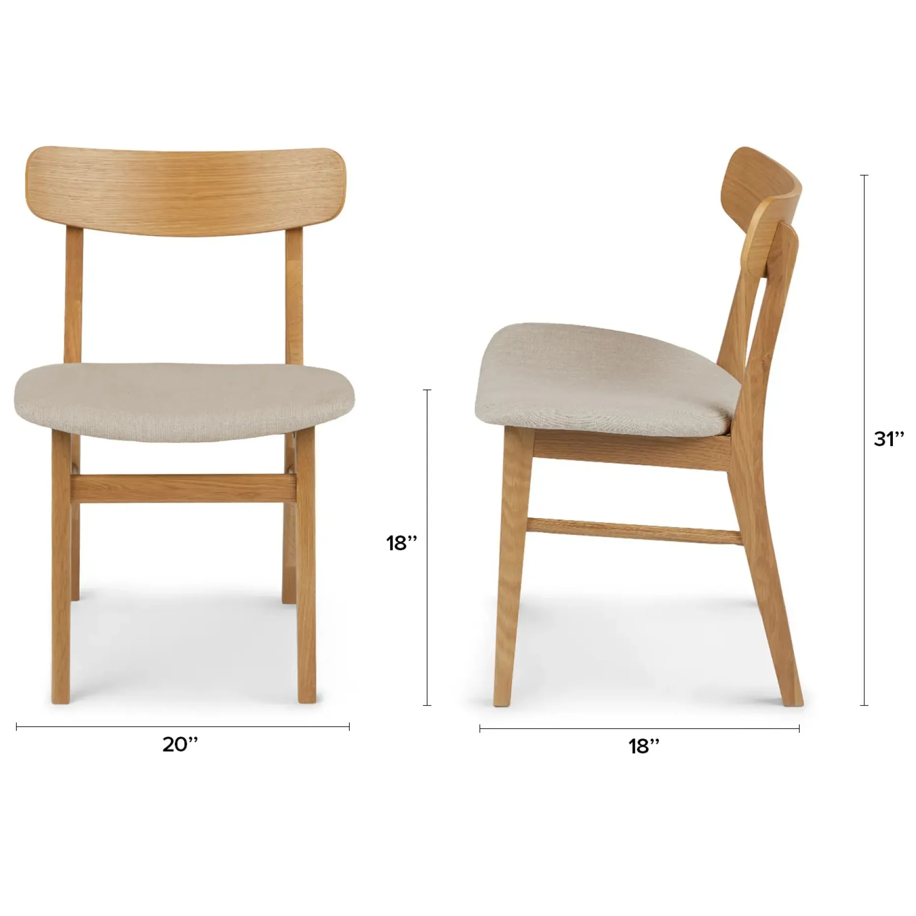 Ecole Dining Chair - Oak and Welsh Taupe