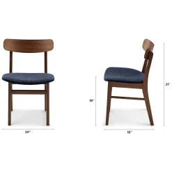 Ecole Dining Chair - Walnut and Seascape Blue