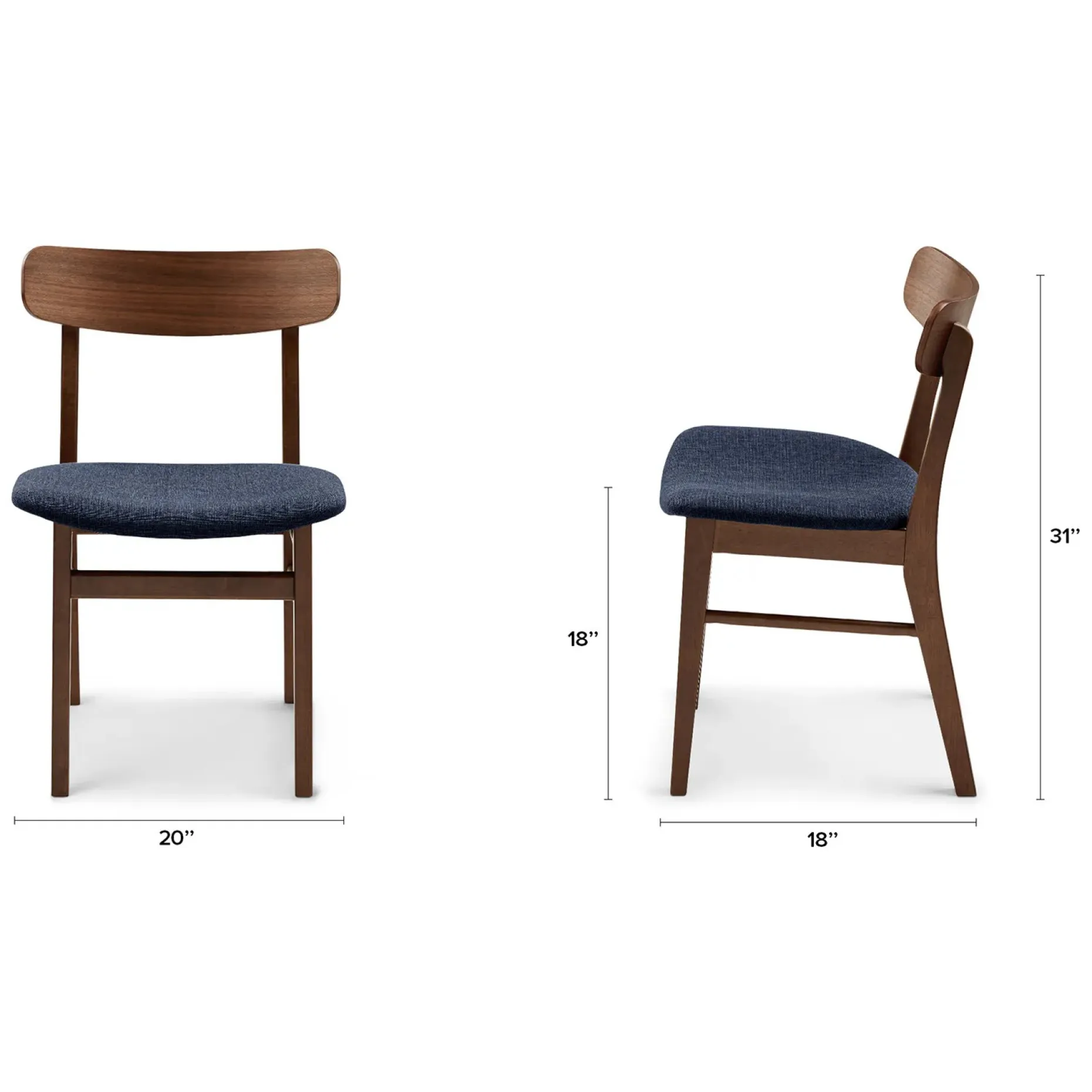 Ecole Dining Chair - Walnut and Seascape Blue