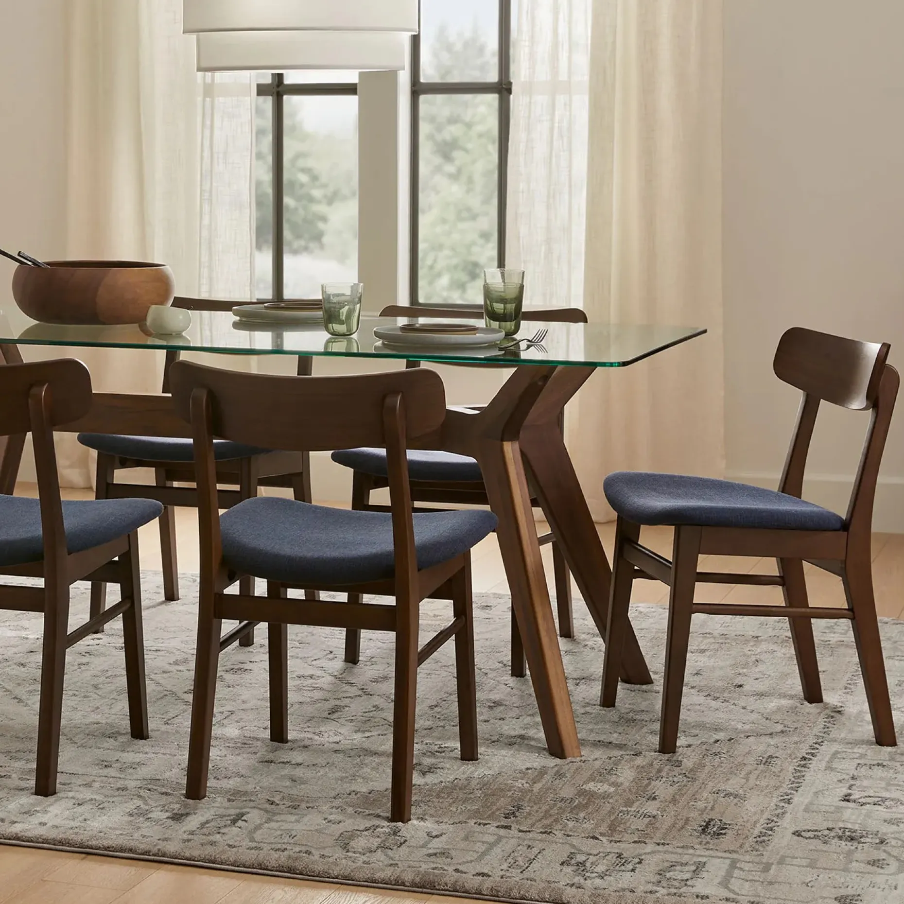 Ecole Dining Chair - Walnut and Seascape Blue