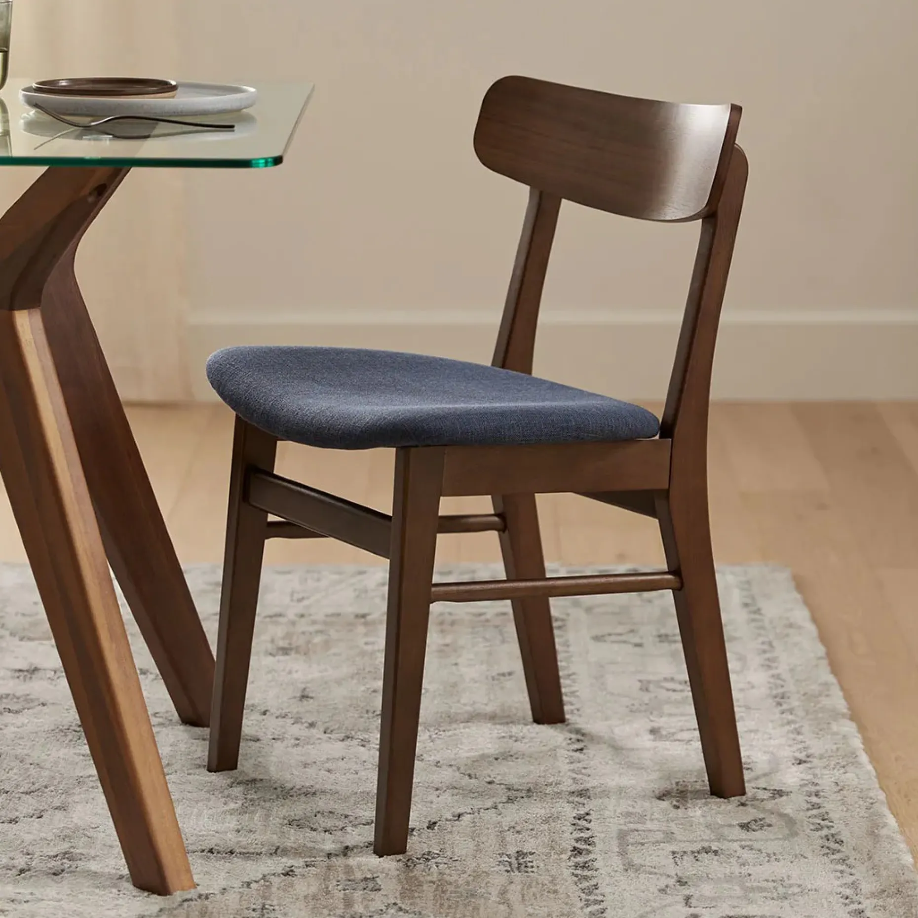Ecole Dining Chair - Walnut and Seascape Blue