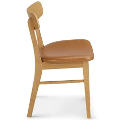 Ecole Leather Dining Chair - Oak and Toscana Tan