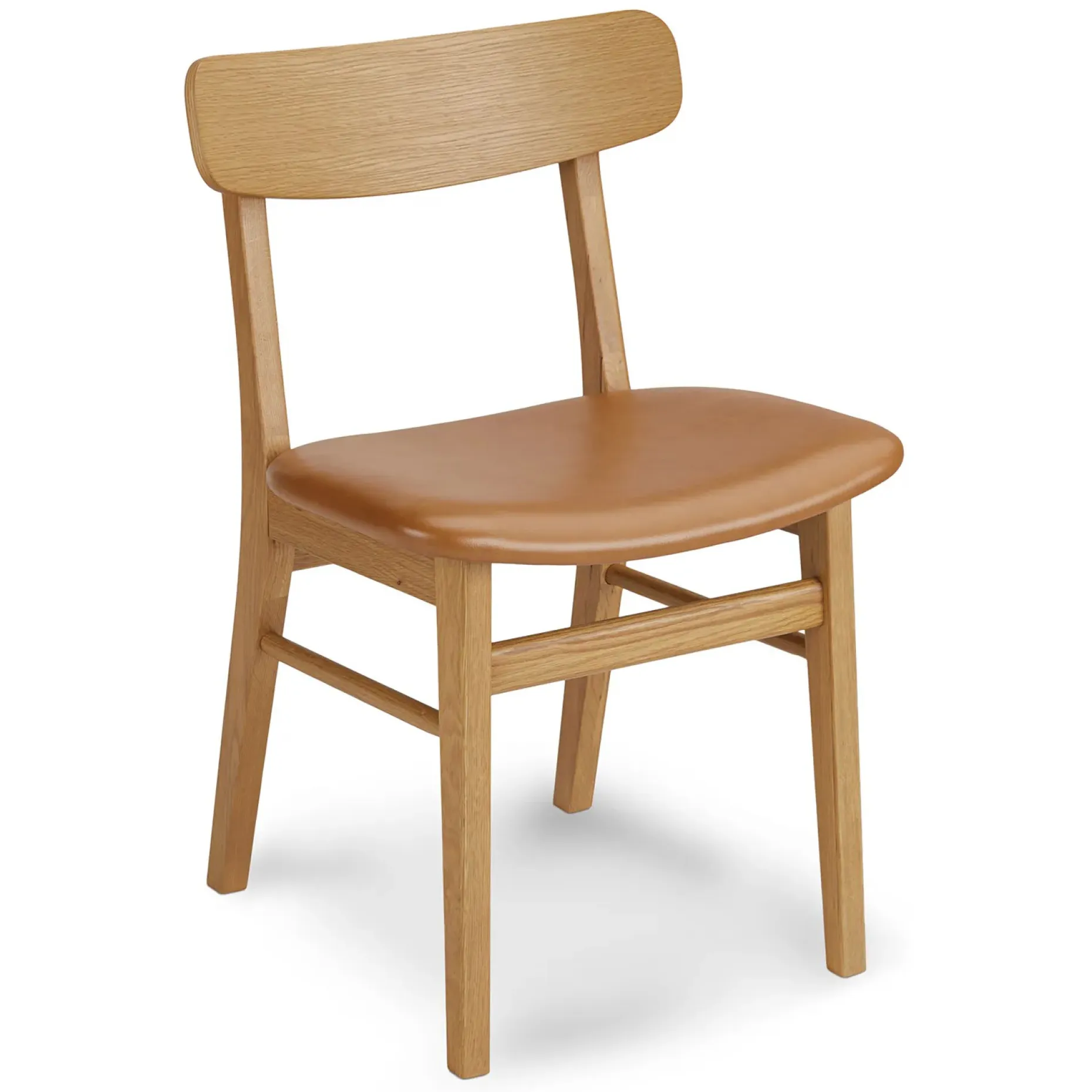 Ecole Leather Dining Chair - Oak and Toscana Tan