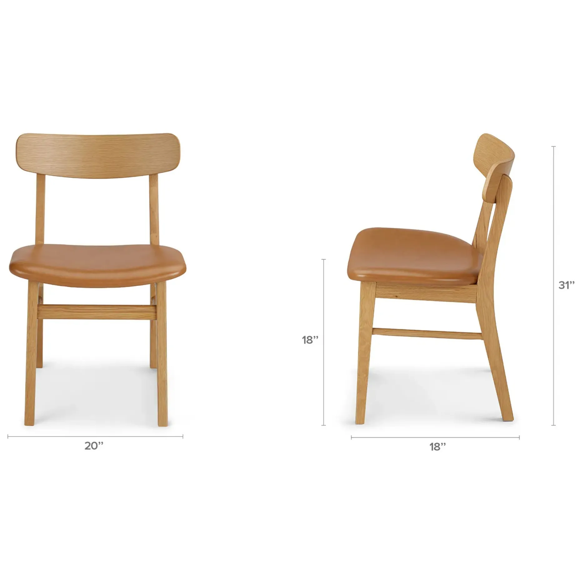 Ecole Leather Dining Chair - Oak and Toscana Tan