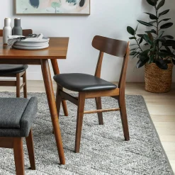 Ecole Leather Dining Chair - Walnut and Black