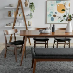 Ecole Leather Dining Chair - Walnut and Black