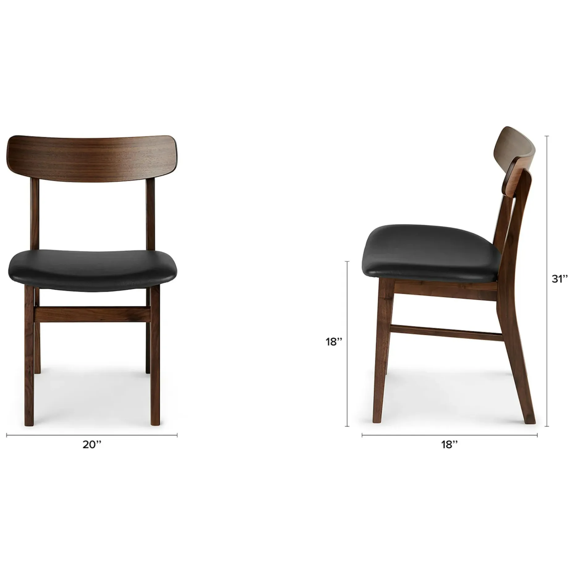 Ecole Leather Dining Chair - Walnut and Black