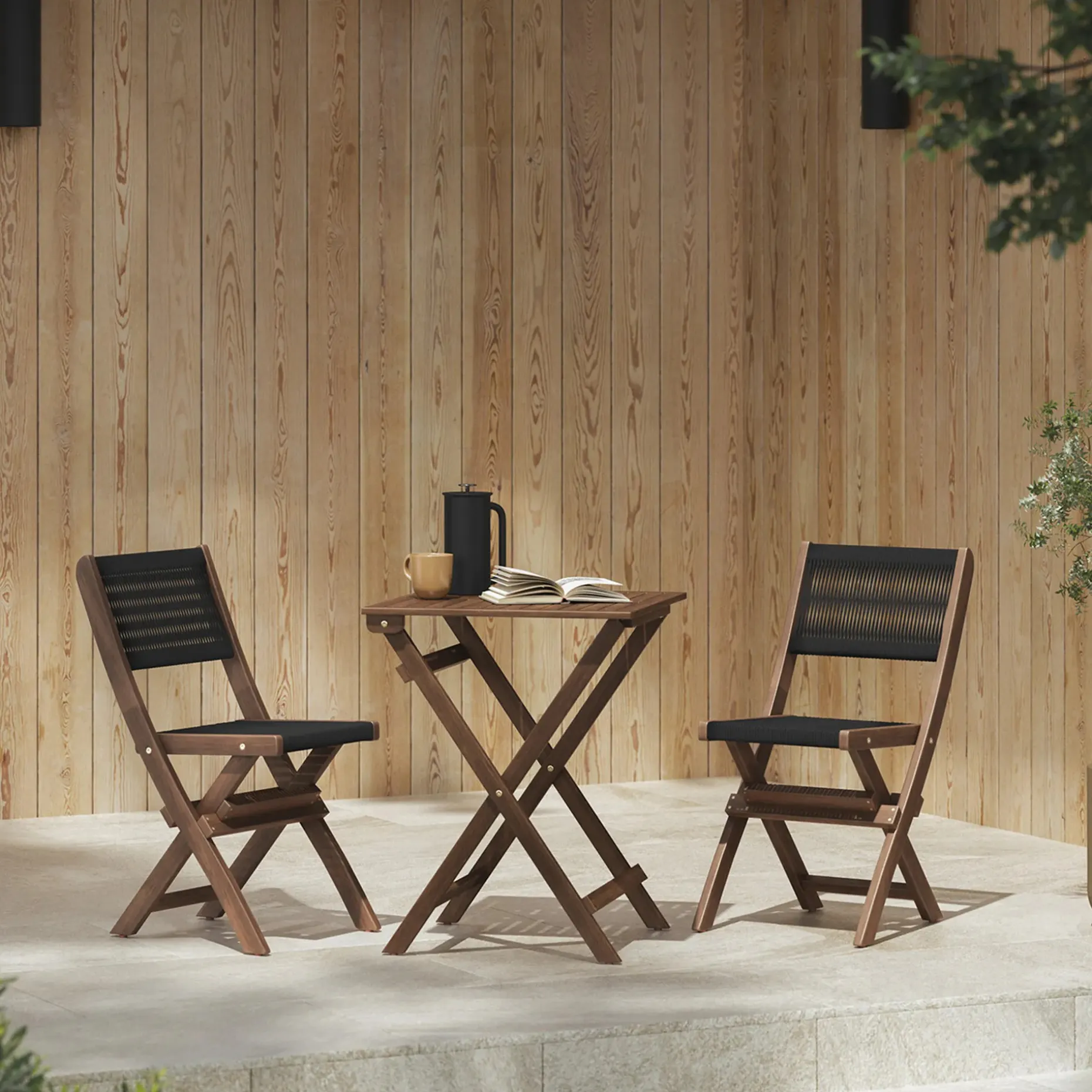 Elanora Outdoor Folding Cafe Table - Dark Acacia