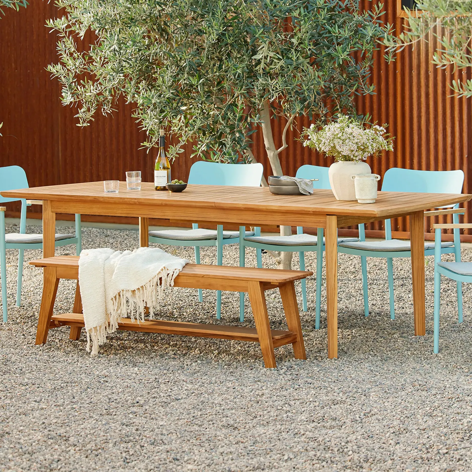 Elan Outdoor Stackable Dining Chair - Turquoise