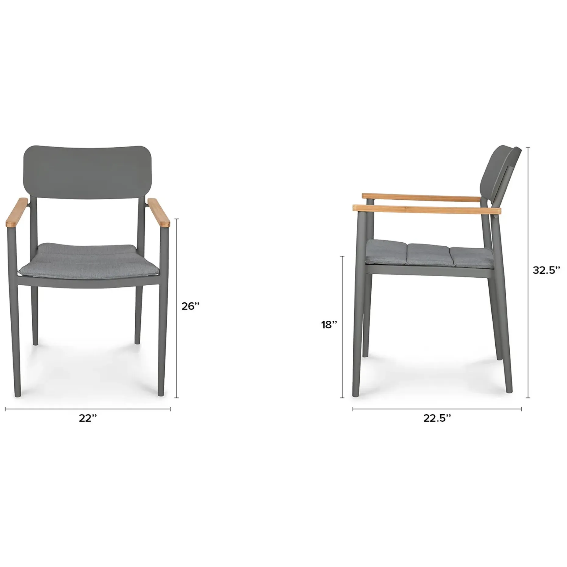 Elan Outdoor Stackable Dining Chair - Dark Gray