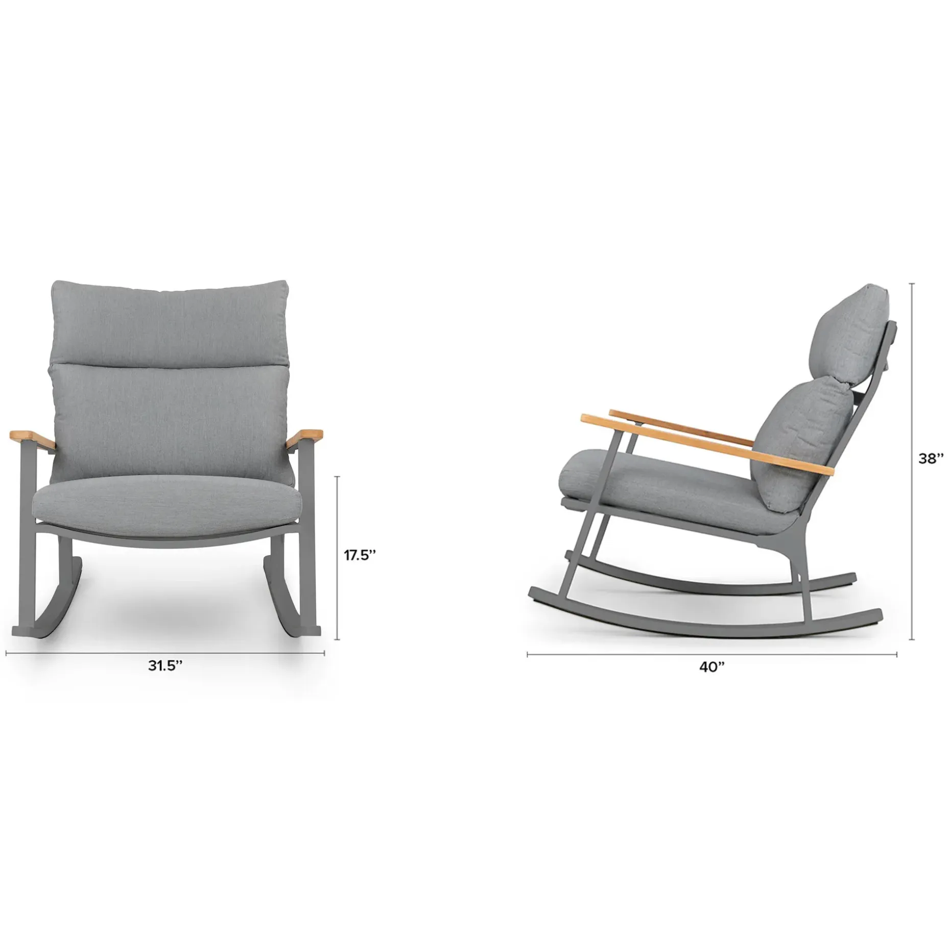 Eleya 31.5" Outdoor Rocking Chair - Stega Gray
