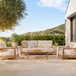 Elise 43" Outdoor Coffee Table - Light Eucalyptus