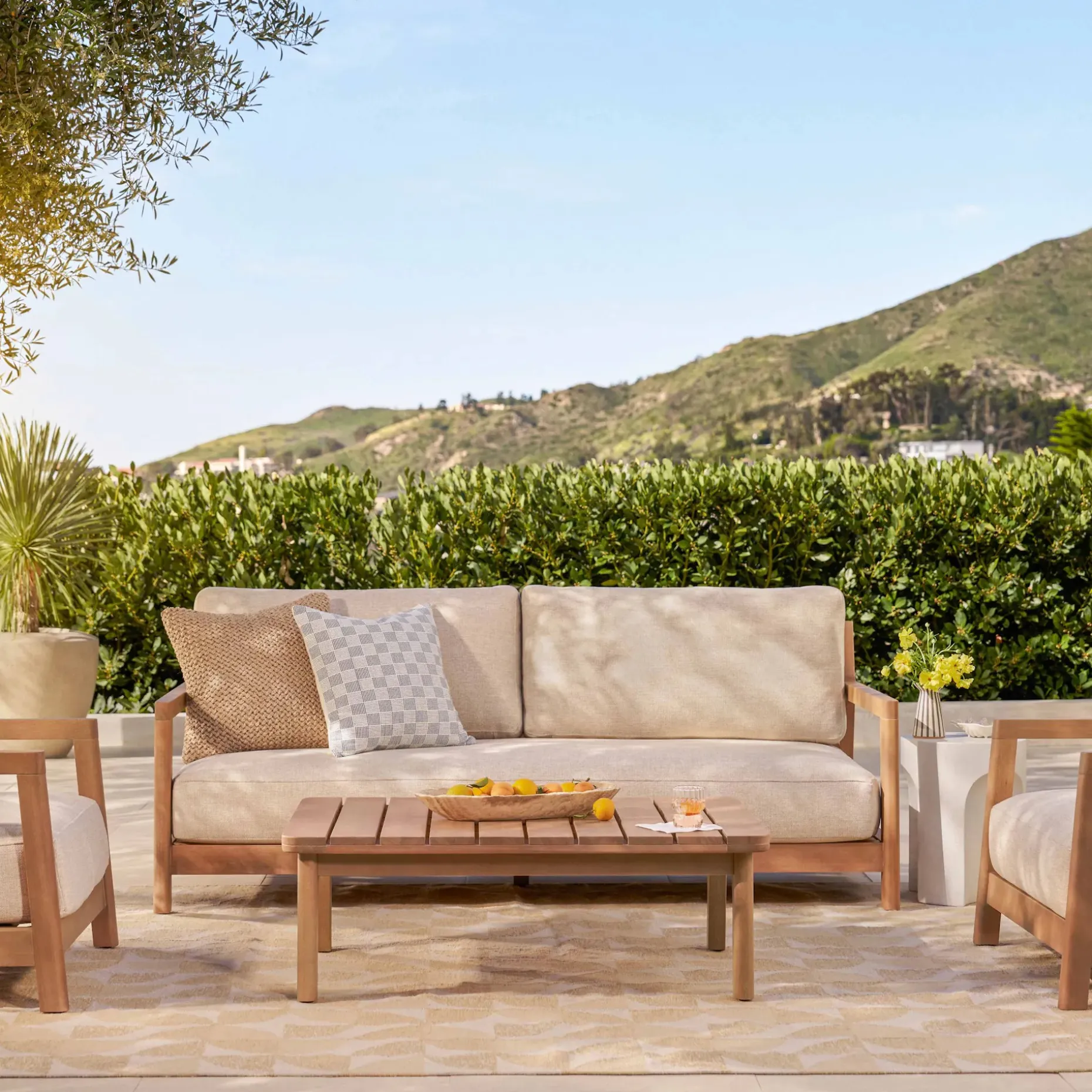 Elise 43" Outdoor Coffee Table - Light Eucalyptus