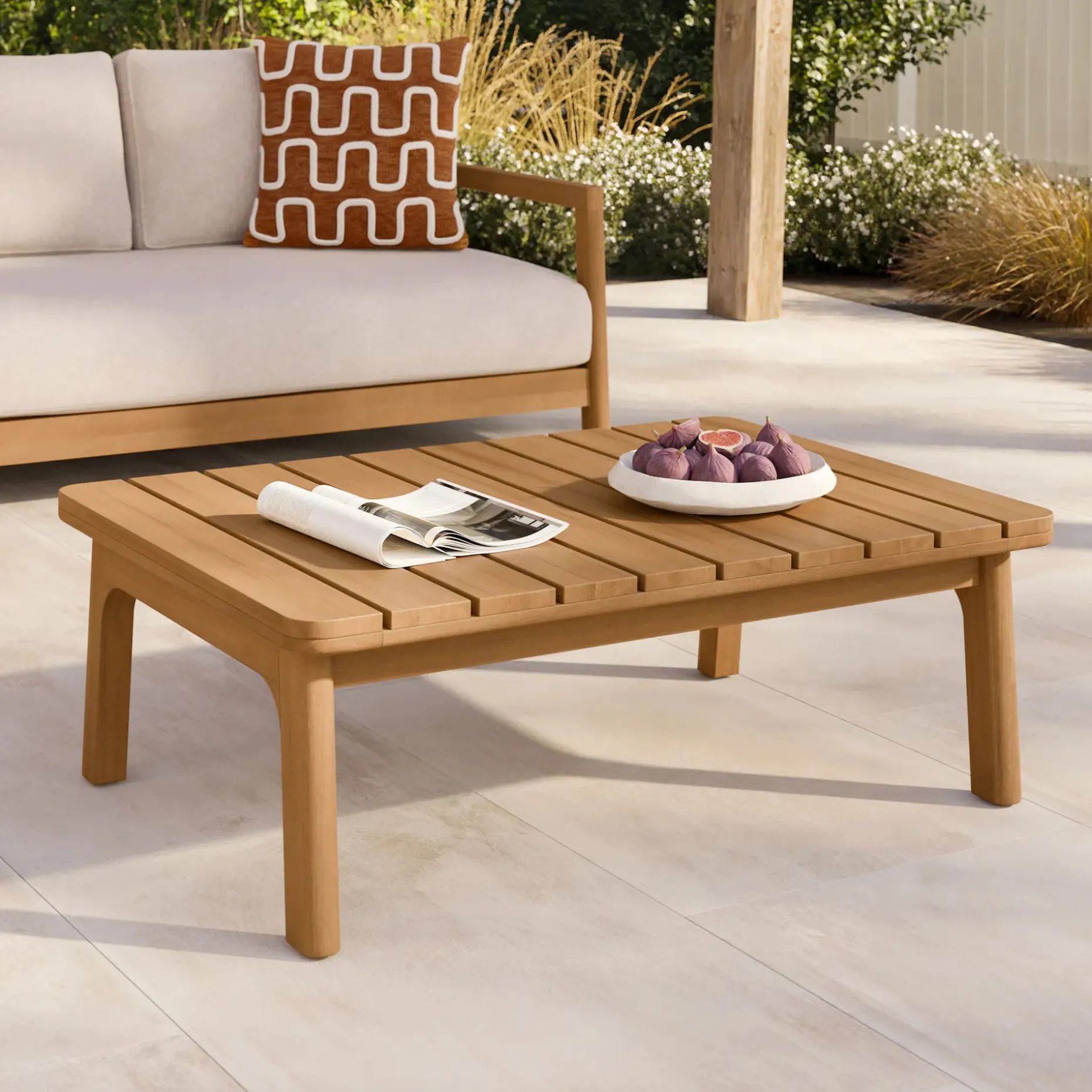 Elise 43" Outdoor Coffee Table - Light Eucalyptus