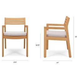 Elise Outdoor Dining Armchair - Light Eucalyptus and Basket Beige